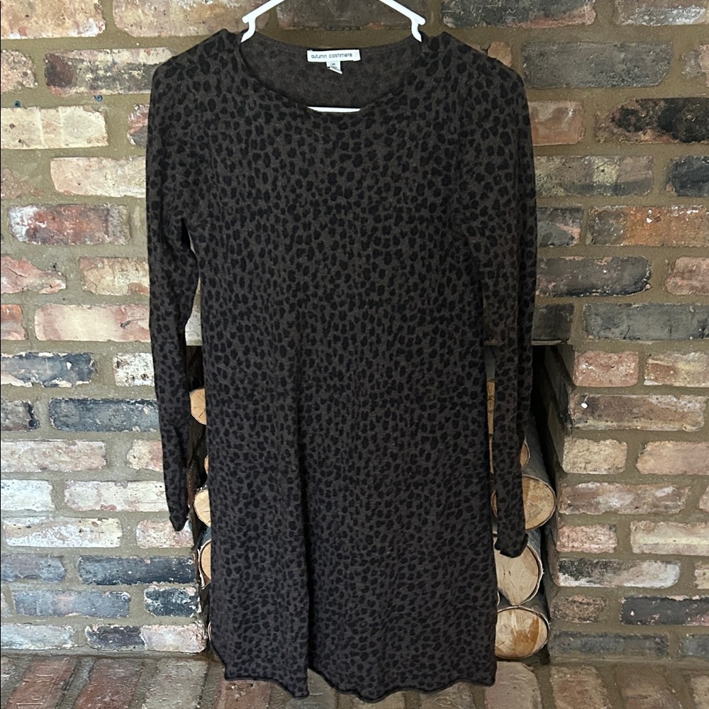 Autumn Cashmere Dark Brown Patterned Long Sleeve Dress